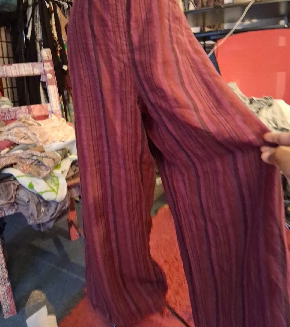 Kleen Wide Leg Striped Burgundy Pants - Picture 3 of 7